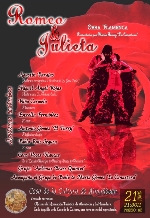 Cartel del espectáculo flamenco "Romeo y Julieta" representado en el mes de Junio FLAMENCO ROMEO Y JULIETA(1)