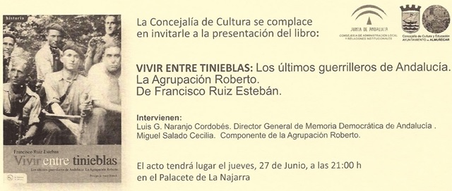 Luis Naranjo interviene en la presentación del libro "Vivir entre tinieblas: los últimos guerrillero de Andalucía" de Francisco Ruíz Esteban
