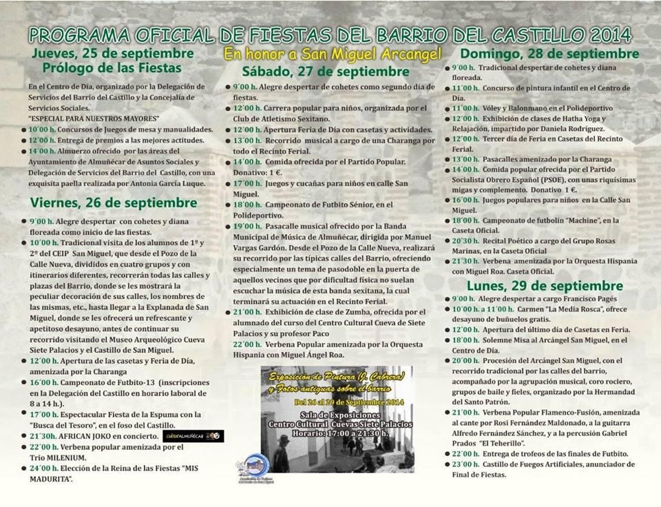 Programa de fiestas del barrio de San Miguel de Almuñécar