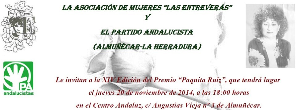 El 20 de noviembre se entregan los premios "Paquita Ruiz" 2014