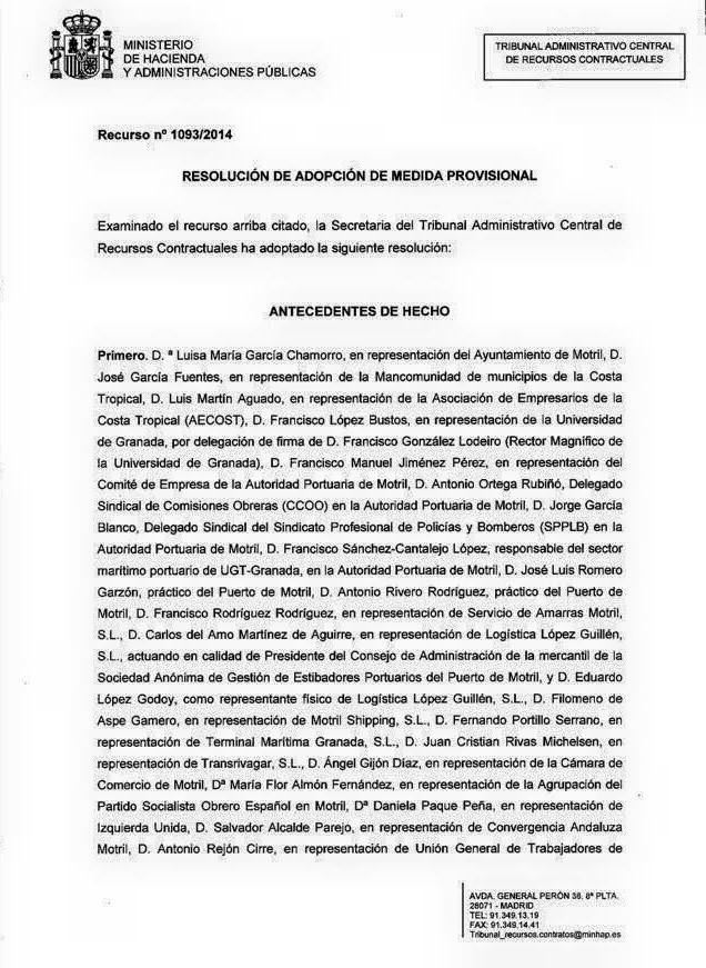 Resolución Tribunal Administrativo Central de Recursos Contractuales pag. 1