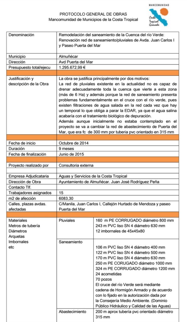 Protocolo general de obras