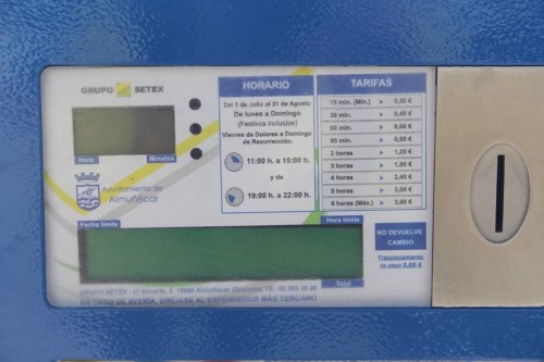 HORARIOS Y TARIFAS ZONA AZUL ALMUÑECAR 15