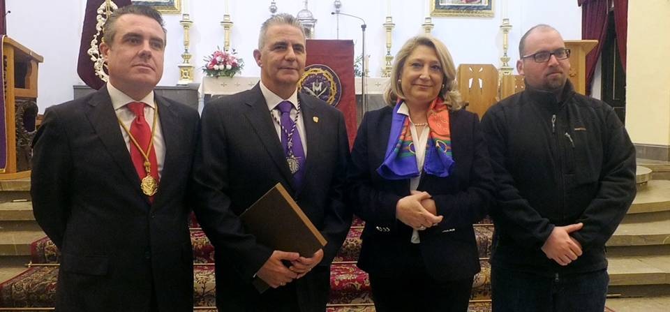 Javier Zarcos, José Gámez, Trinidad Herrera y Vicente Guerrero tras el pregón oficial de Semana Santa
