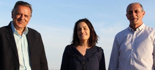 Francisco Fernández (izq.), Luci Martín, y Fermín Tejero, candidatos de IU en las elecciones del 24M