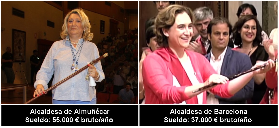 Sueldo alcaldesa Almuñécar vs sueldo alcaldesa Barcelona