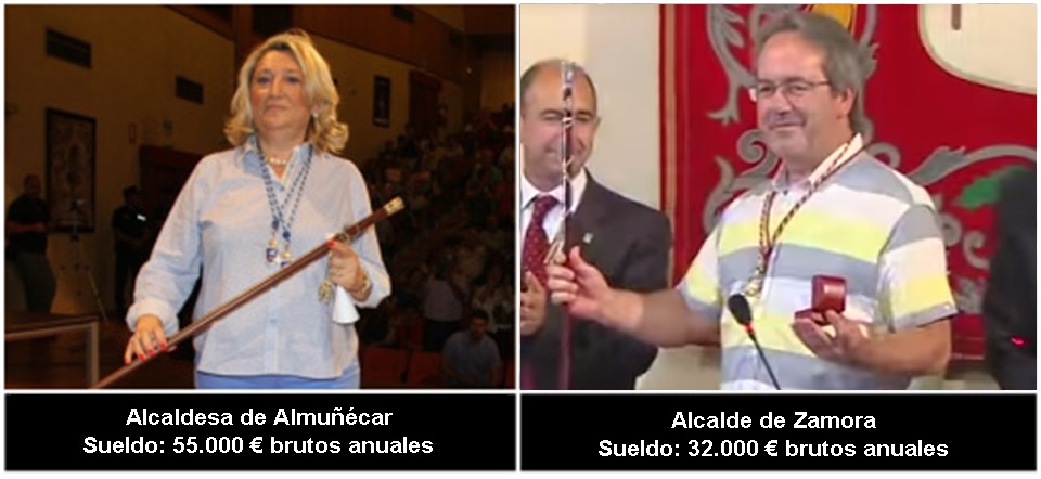 Sueldos alcaldes de Almuñécar y Zamora