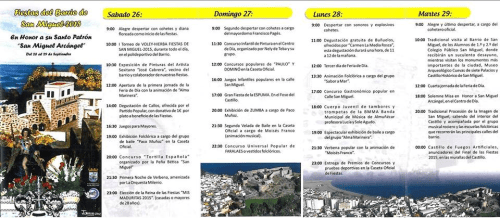 Programa de fiestas del barrio de San Miguel, en Almuñécar