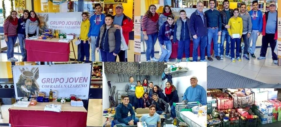 El Grupo Joven del Nazareno recoge una tonelada de alimentos para Cáritas en la 'Operación Kilo'