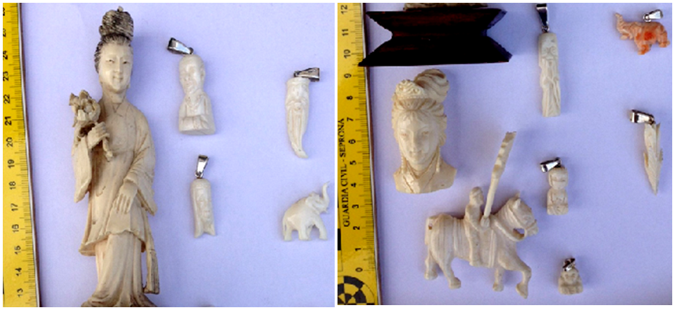 La Guardia Civil de Almuñécar interviene doce piezas de marfil expuestas a la venta en un mercadillo de la localidad