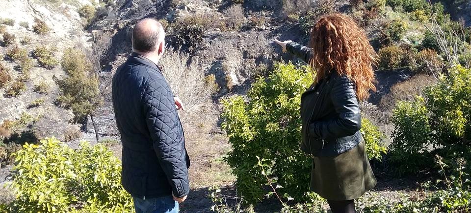 El presidente de Mancomunidad visita la zona afectada por el incendio de Los Guájares