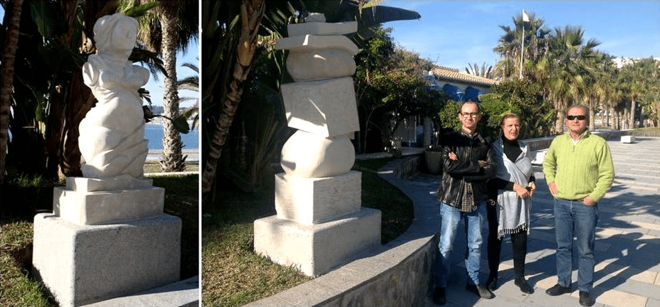 Instaladas en el paseo de San Cristóbal dos esculturas donadas por dos artistas del MAA