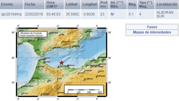 Seísmo de 5.1 grados de magnitud localizado en el Alborán Sur 2