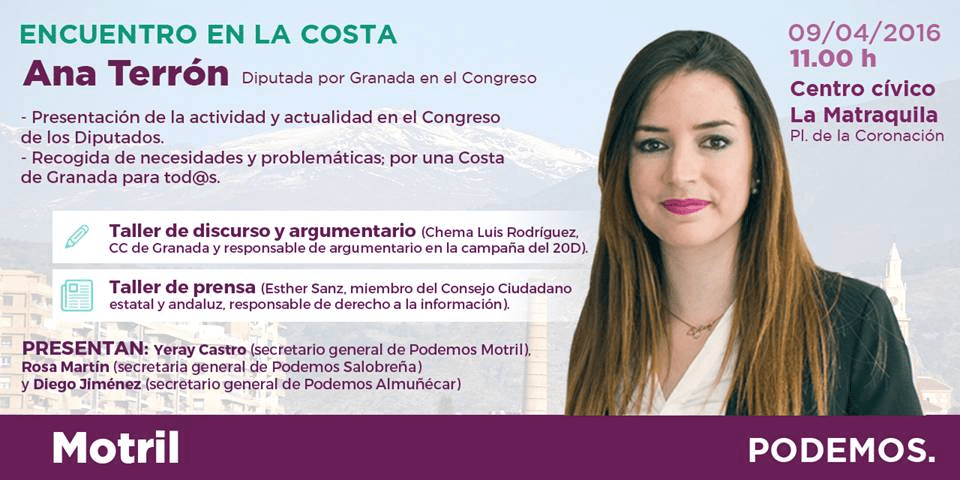 Encuentro con Ana Terrón, diputada de Podemos en el Congreso