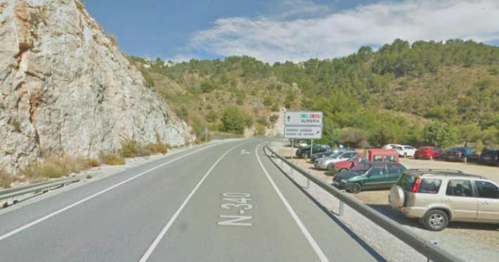 Carretera Nacional 340 a su paso por Cerro Gordo en el término municipal de Almuñécar