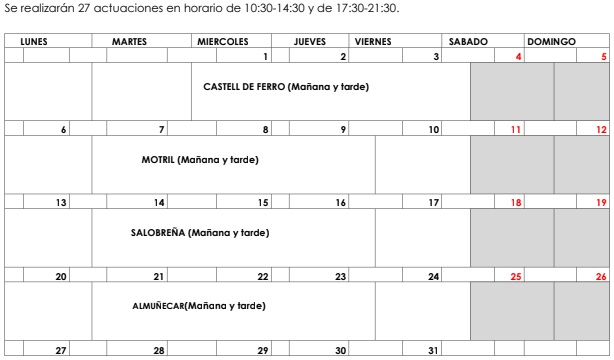 Calendario campaña de la Junta de promoción de los productos de la pesca y la acuicultura en localidades costeras