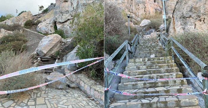 Desprendimiento rocas castillo Salobreña