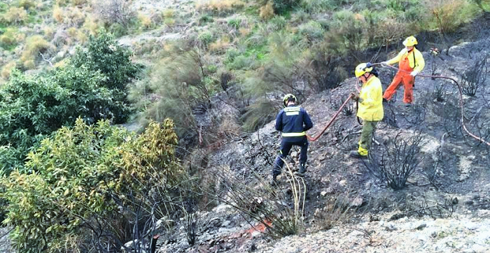 Un incendio en Molvízar arrasa 2.000 m² de monte bajo