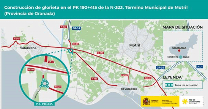 Transportes aprueba el proyecto de construcción de una glorieta en la carretera N-323, entre Motril y&nbsp;Salobreña